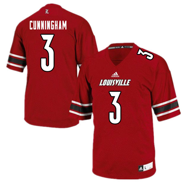 Men #3 Micale Cunningham Louisville Cardinals College Football Jerseys Sale-White - Click Image to Close